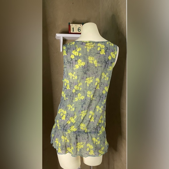 DKNY Jeans Women’s L Tunic Tank Top Green Floral Y2K Sleeveless Blouse - Picture 2 of 10